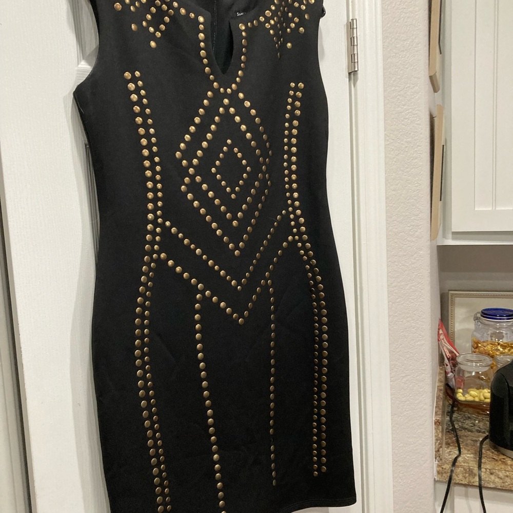 Sami & Jo Black Dress with Gold Studs